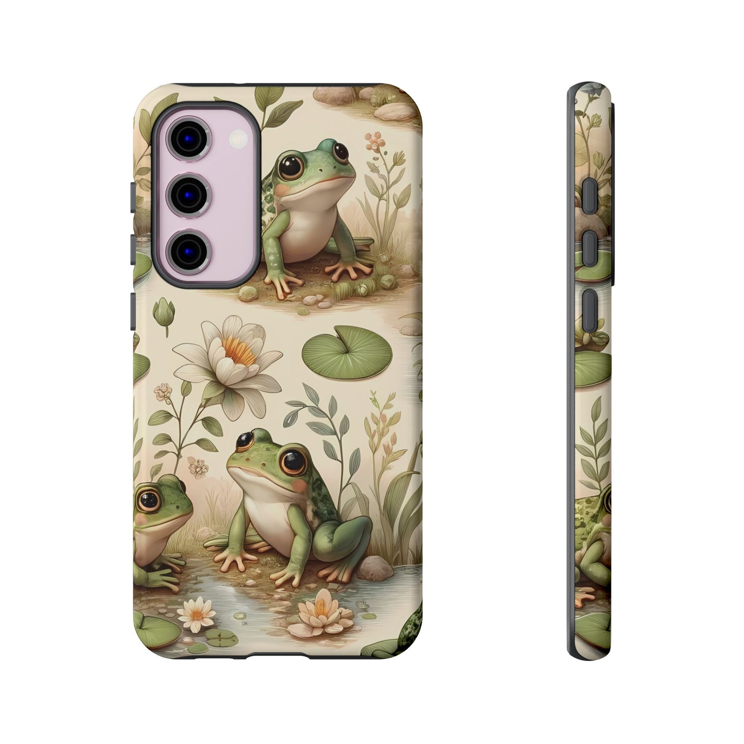 Cute Frogs Phone Case - Pond Pals Frolic - Charming Frog Lily Pad Phone Case for iPhone, Google & Samsung! Great Gift For Any Frog Lover!