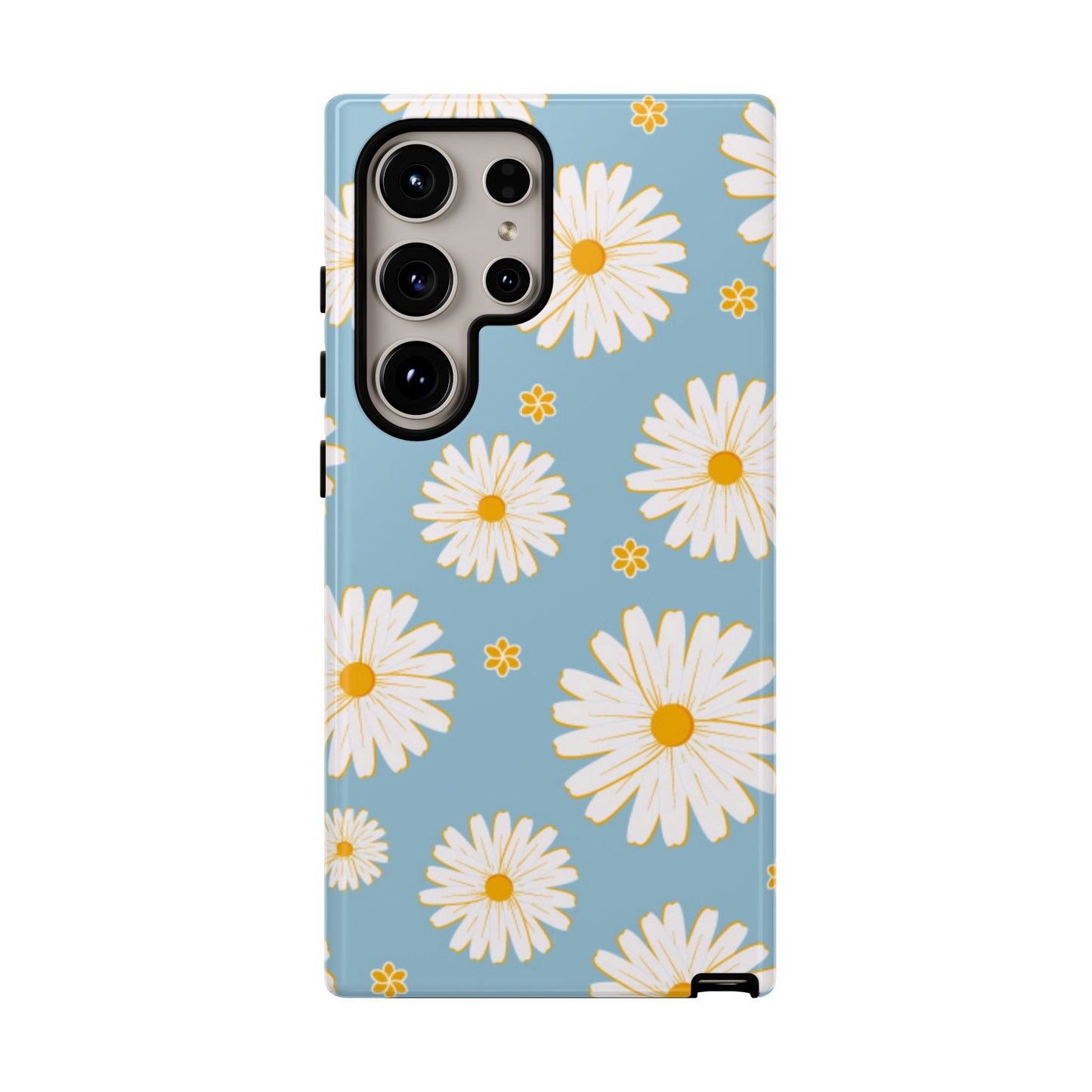 Bright Daisy Samsung Galaxy Case – Light Blue Background, Shockproof and Slim Design - BOGO Cases