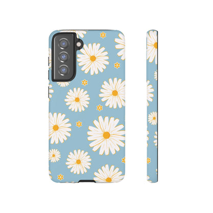 Bright Daisy Samsung Galaxy Case – Light Blue Background, Shockproof and Slim Design - BOGO Cases