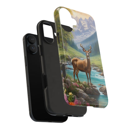 Alpine Serenity – Stag in Mountain Bliss iPhone Cases