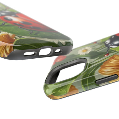 Ladybug Garden MagSafe iPhone Case – Whimsical Floral Design