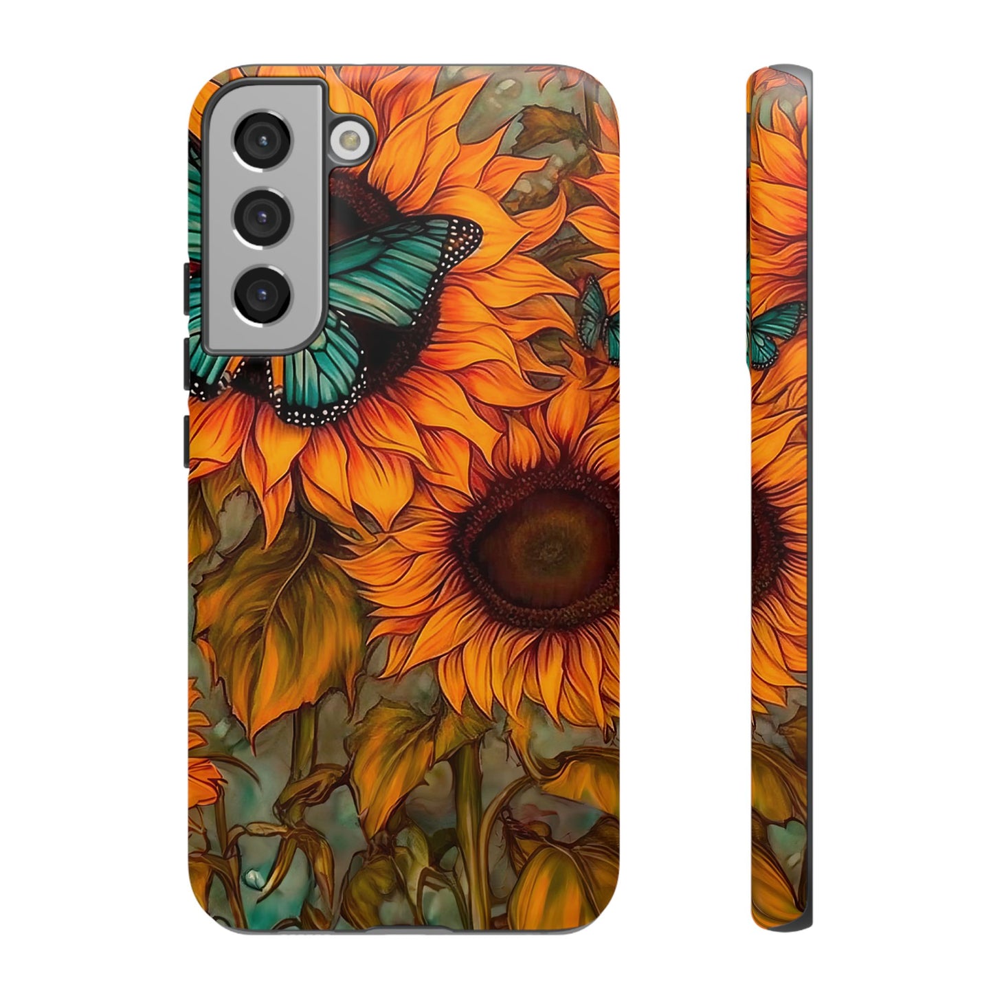 Vintage Blue Butterfly & Sunflower Art – Samsung Galaxy Case