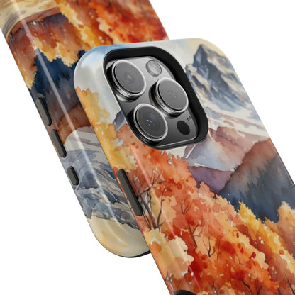 Watercolor Autumn Forest and Mountains - MagSafe iPhone Case