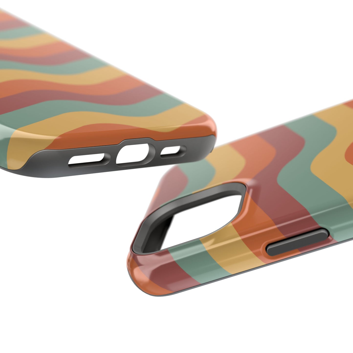 Retro Vibe Wavy Stripes MagSafe iPhone Case – 70s-Inspired in Teal, Orange, and Rust