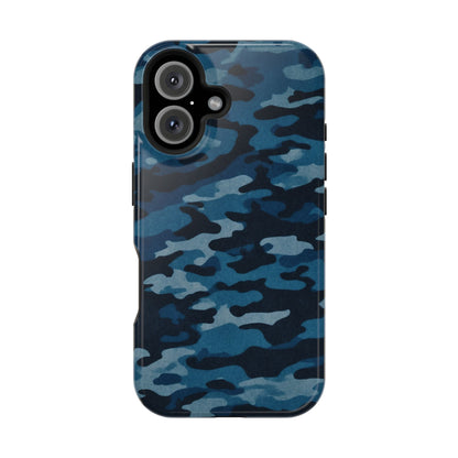 Dark Blue Camouflage – MagSafe iPhone Case with Modern Rugged Style