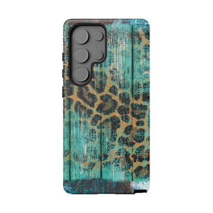Turquoise Rustic Leopard Wood - Samsung Galaxy Series Case