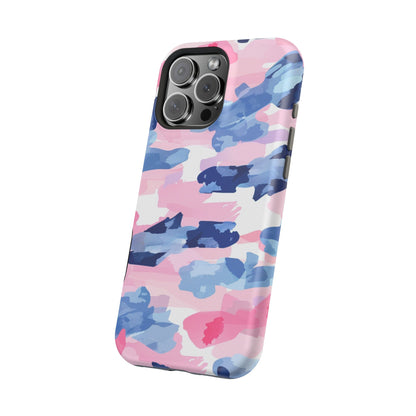 MagSafe Case: Dynamic Pink & Navy Brushstroke Art