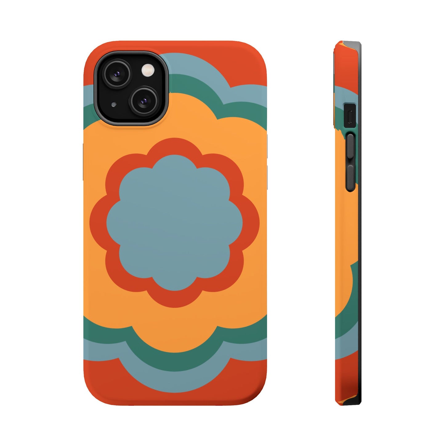 Retro Flower Power MagSafe iPhone Case – Bold 70s-Inspired Design with Dual-Layer Protection