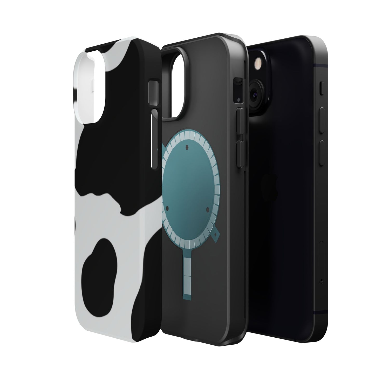 Bold Black and White Cow Print Tough MagSafe iPhone Case – Modern Animal Pattern with Dual-Layer Protection