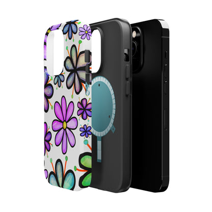 Whimsical Lavender Floral MagSafe iPhone Case – Ultra-Slim, High-Gloss Finish