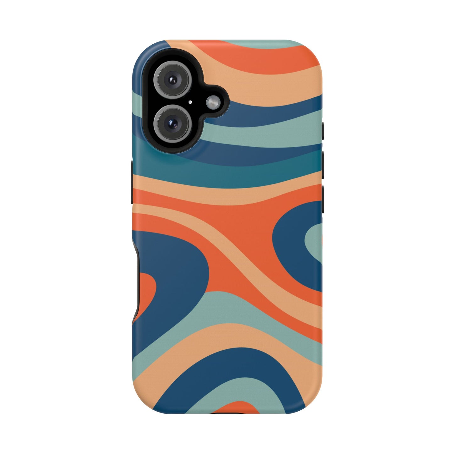 Retro Vibe Wavy Stripes MagSafe iPhone Case – 70s-Inspired in Teal, Orange, and Rust