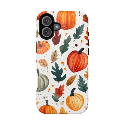 Autumn Harvest MagSafe iPhone Case - Pumpkin and Fall Leaf Design