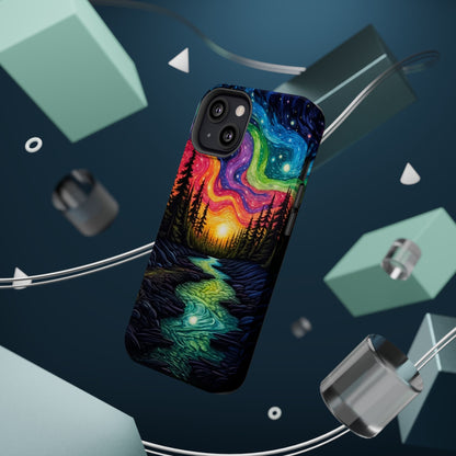 Celestial Nightscape MagSafe iPhone Case – Vibrant River and Starry Sky Design