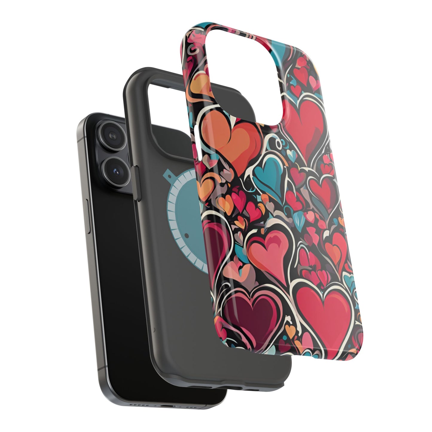 Vibrant Multicolor Heart Art – MagSafe-Compatible iPhone Case