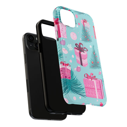 Festive Pink Christmas Gifts and Evergreen iPhone Case – Holiday Theme, Protective Cover