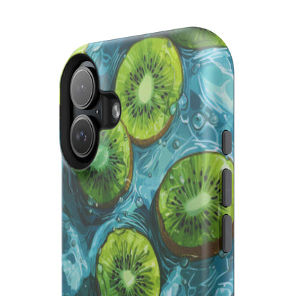 Tropical Kiwi Splash MagSafe iPhone Case – Tough Dual-Layer, Vibrant Summer Design