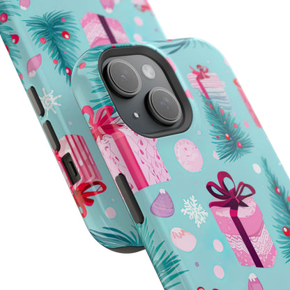 Festive Pink Christmas Gifts and Evergreen MagSafe iPhone Case – Holiday Theme, Protective Cover