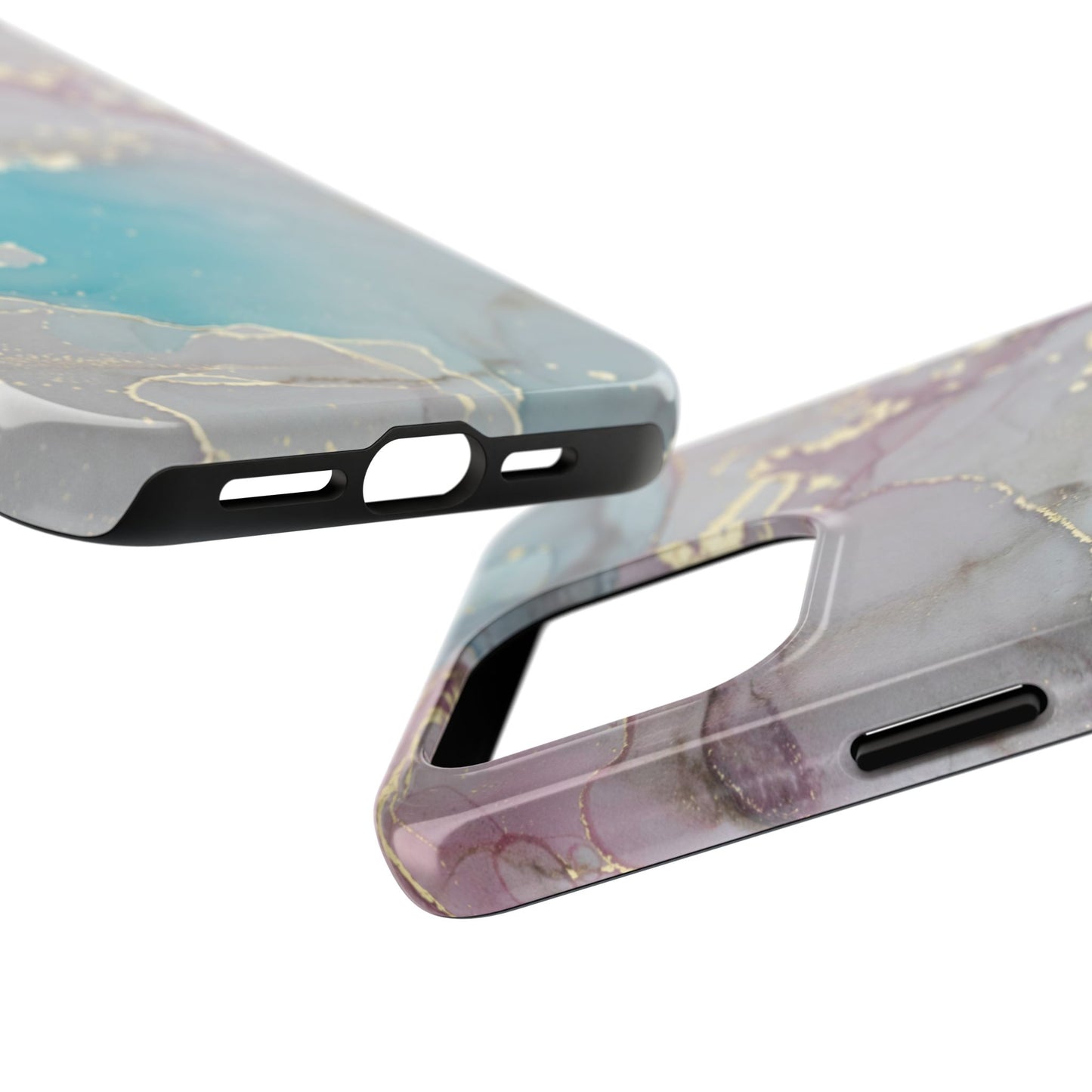 Sky Blue & Purple Marble Wave – iPhone Case with Fluid Swirl Pattern