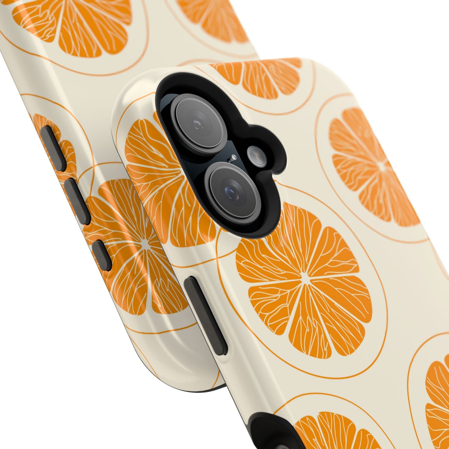 Citrus Burst Pattern Tough MagSafe iPhone Case – Bold Orange Design, Shockproof Protection