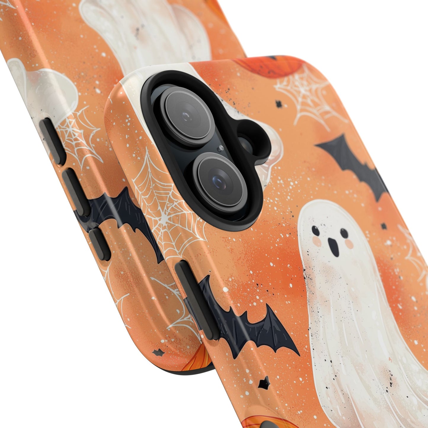 Spooky Cute Ghost iPhone Case – Halloween Ghosts, Pumpkins, Bats & Cobwebs Design