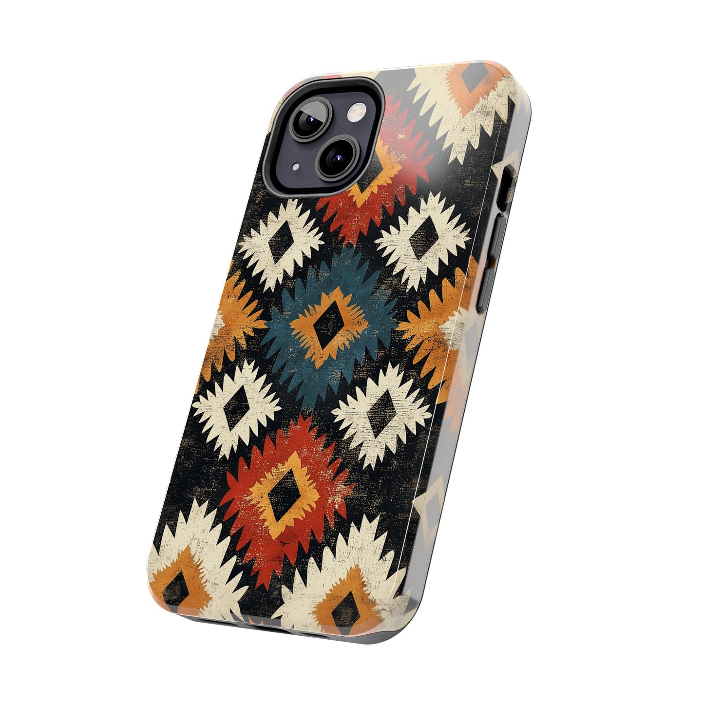 Rustic Tribal Sunburst Tough iPhone Case – Vibrant Geometric Design, Dual - Layer Protection - BOGO Cases