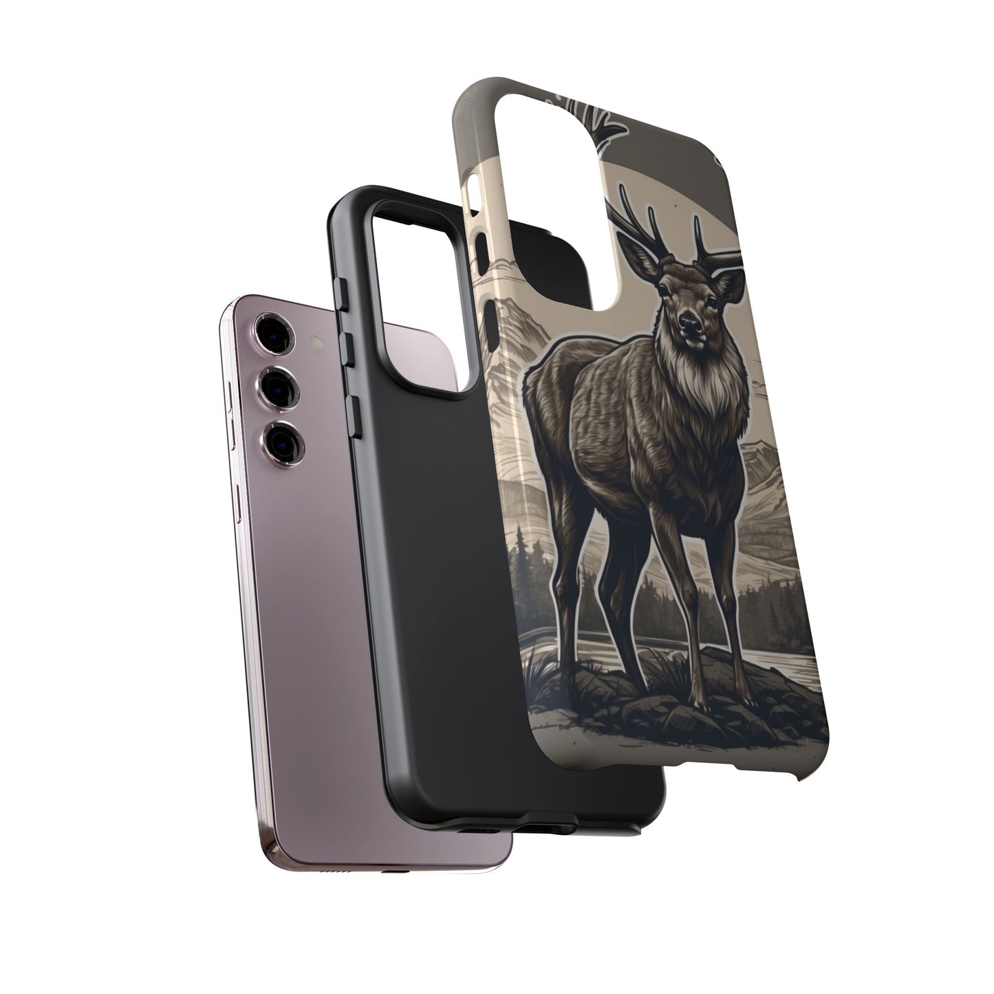 Monochrome Majesty – Regal Stag Samsung Galaxy Phone Case