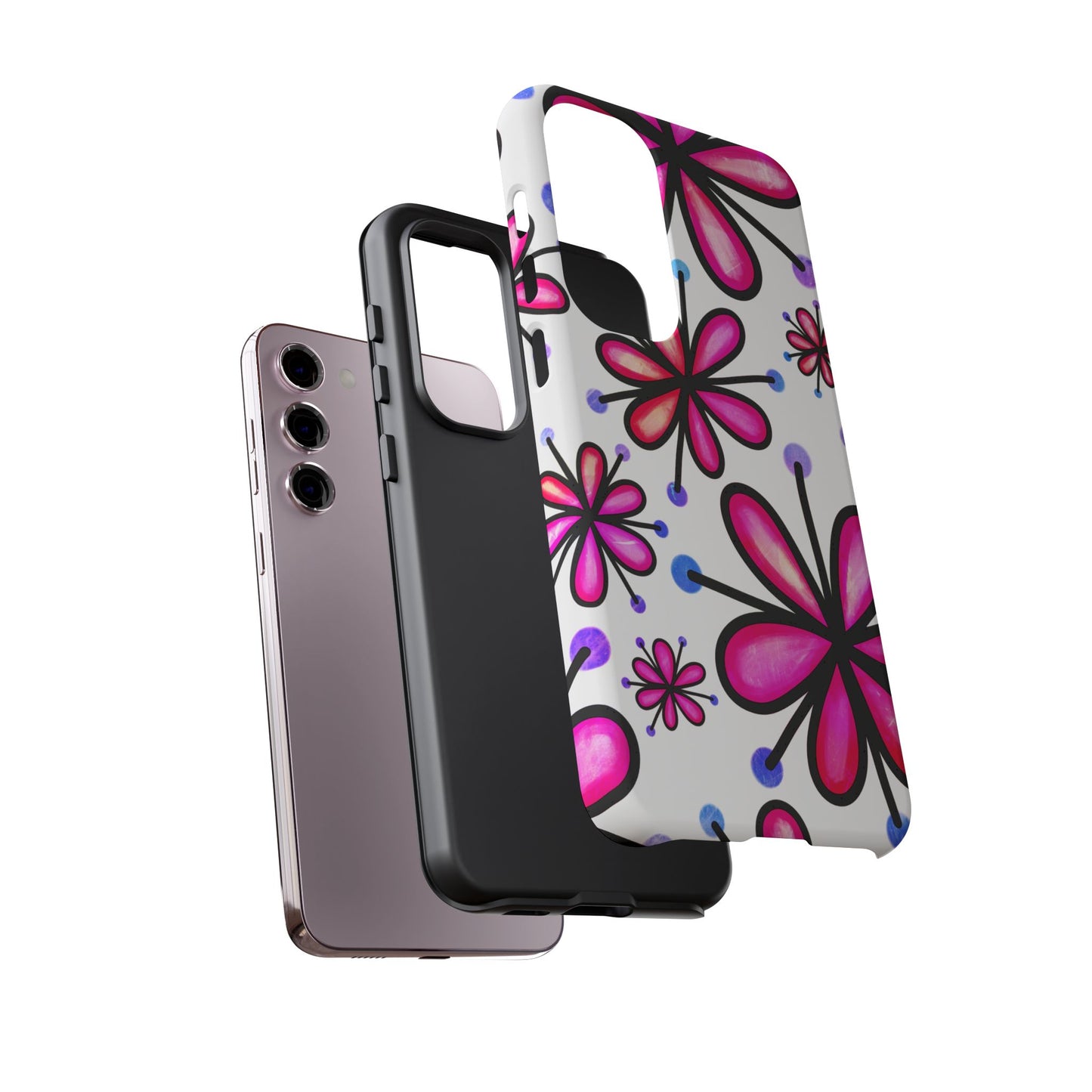 Pink Retro Bloom Samsung Galaxy Case – Ultra-Slim Design, Glossy Finish