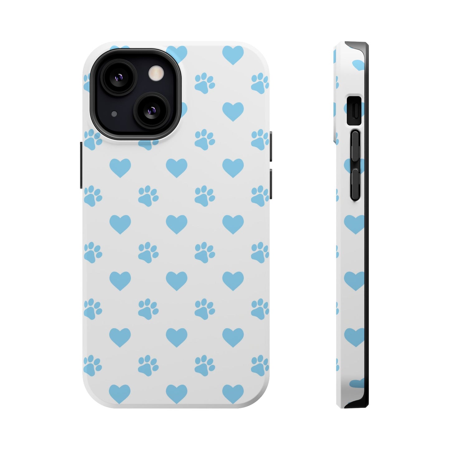 Blue Paw Prints & Hearts – MagSafe iPhone Case with Adorable Pet-Lover Design