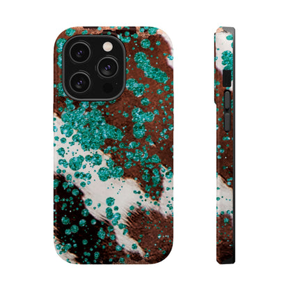 Teal Glitter Cowhide - MagSafe iPhone Series Case