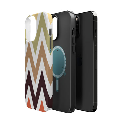 Earthy Chevron MagSafe iPhone Case – Boho-Inspired Design with Dual-Layer Protection