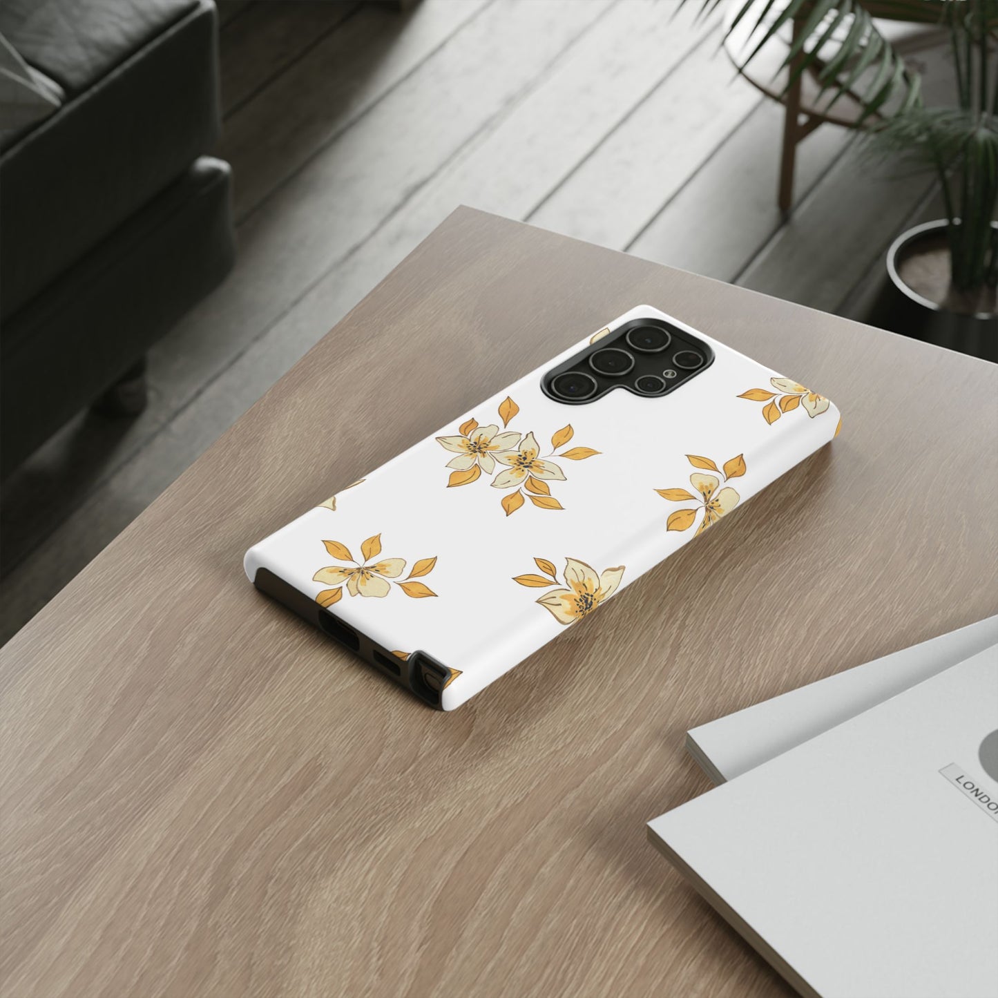 Delicate Yellow Blossom Samsung Galaxy Case – Minimalist Floral Design with Matte Finish