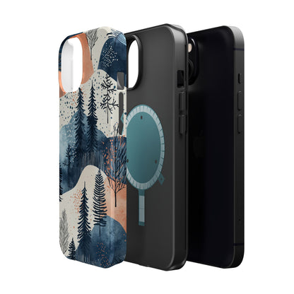 Winter Forest MagSafe iPhone Case | Watercolor Trees & Mountains