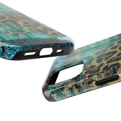 Turquoise Rustic Leopard Wood - iPhone Series Case