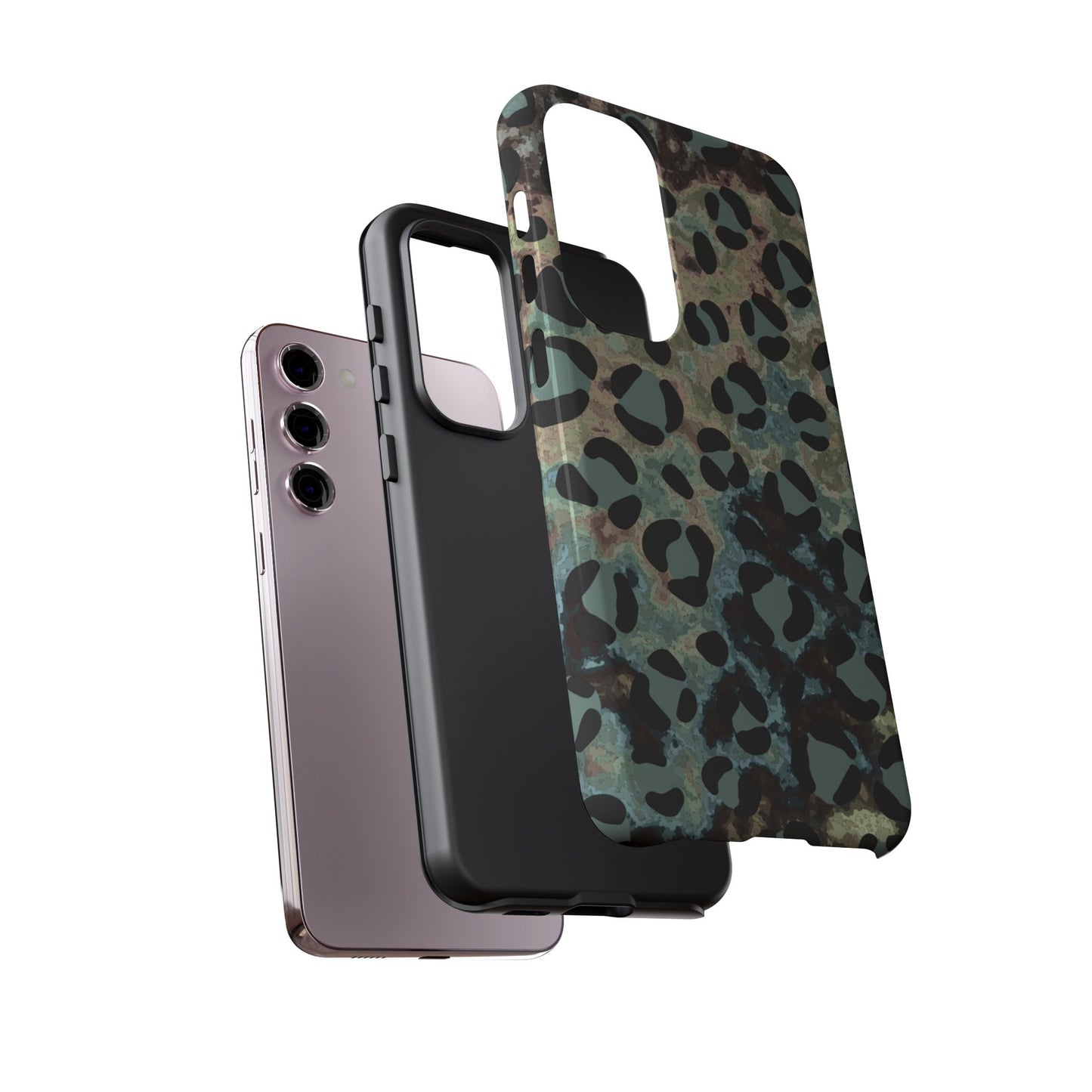 Moody Watercolor Leopard Print Tough Samsung Galaxy Case – Earthy Abstract Pattern with Dual-Layer Protection