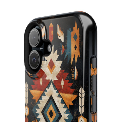 Southwestern Arrow & Diamond Tough MagSafe iPhone Case – Bold Tribal Design, Dual-Layer Protection