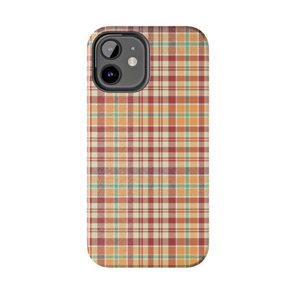 Retro Chic Plaid iPhone Case in Red, Orange, Green & Cream – Classic Vintage Style