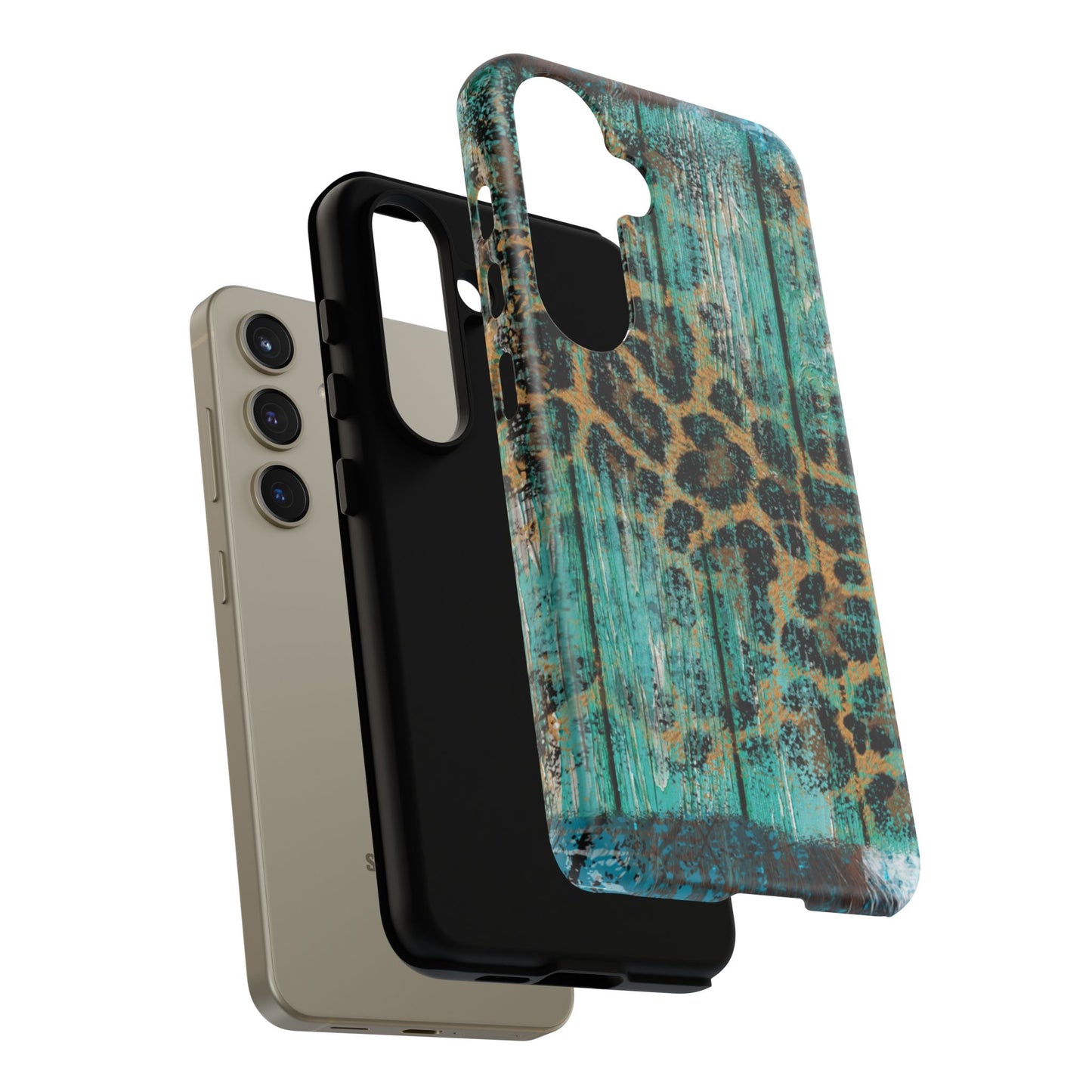 Turquoise Rustic Leopard Wood - Samsung Galaxy Series Case