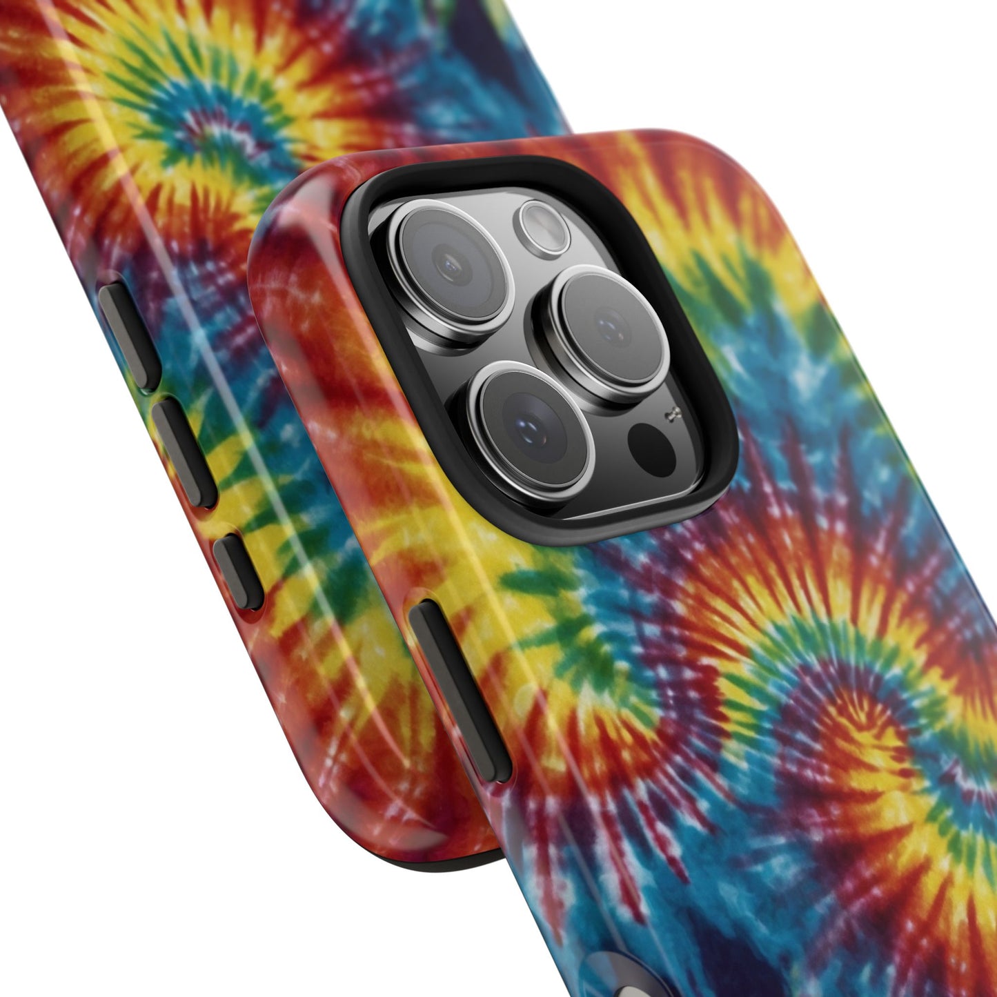 Retro Tie-Dye Swirl iPhone Case – Rainbow Spiral Design