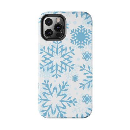 Frosty Blue Snowflakes iPhone Case – Shockproof, Smooth Matte Finish, Dual-Layer Design