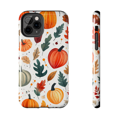 Autumn Harvest iPhone Case - Pumpkin and Fall Leaf Design