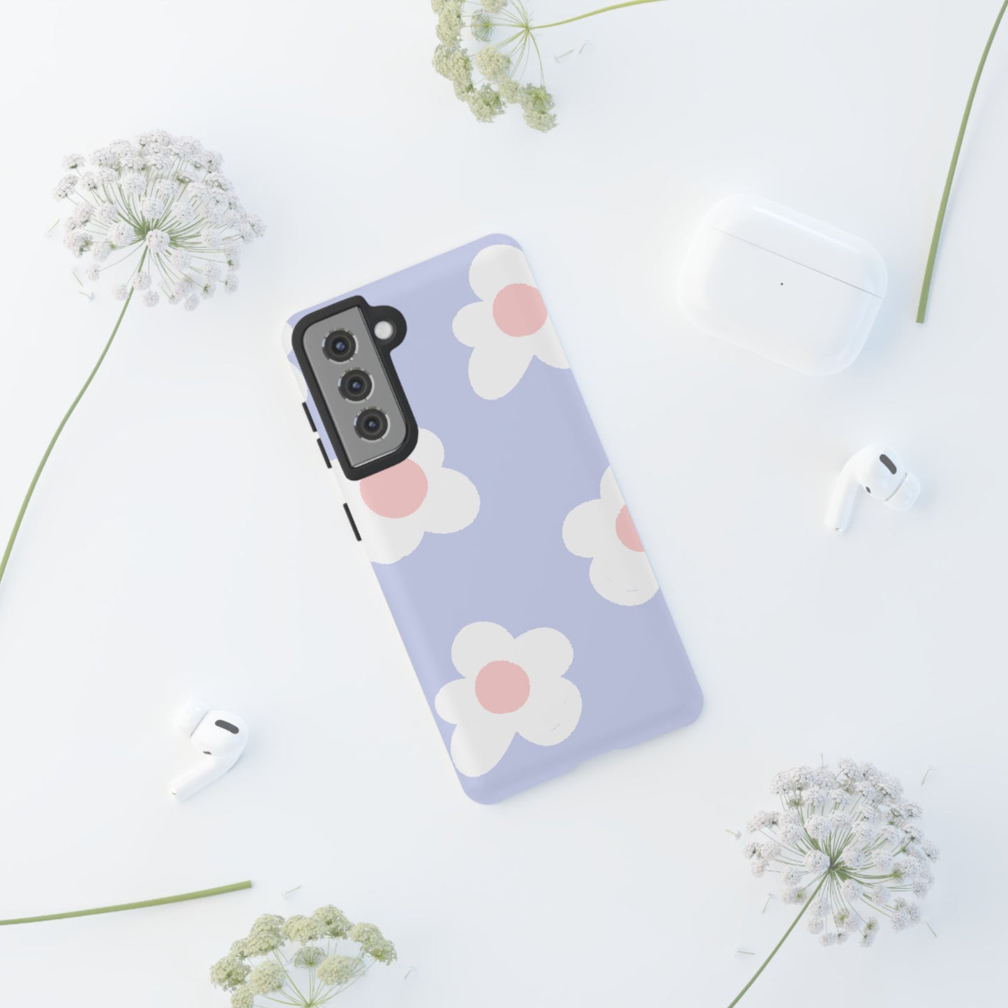 Retro Daisy Pastel Tough Samsung Galaxy Case – Durable Design with Soft Matte Finish