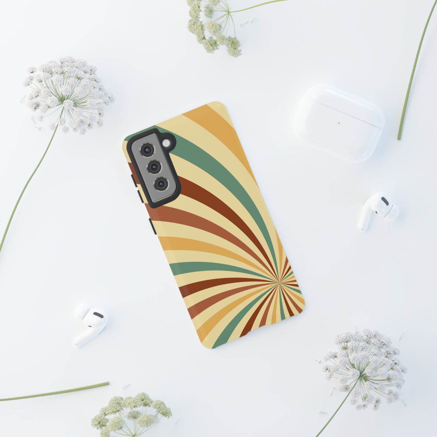 Earthy Retro Swirl Samsung Galaxy Case – Dual-Layer Protection with 70s-Inspired Earth Tones