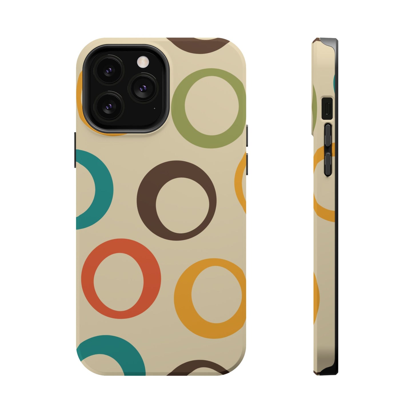 Retro Colorful Rings MagSafe iPhone Case – Shockproof, Matte Finish, Dual-Layer Protection
