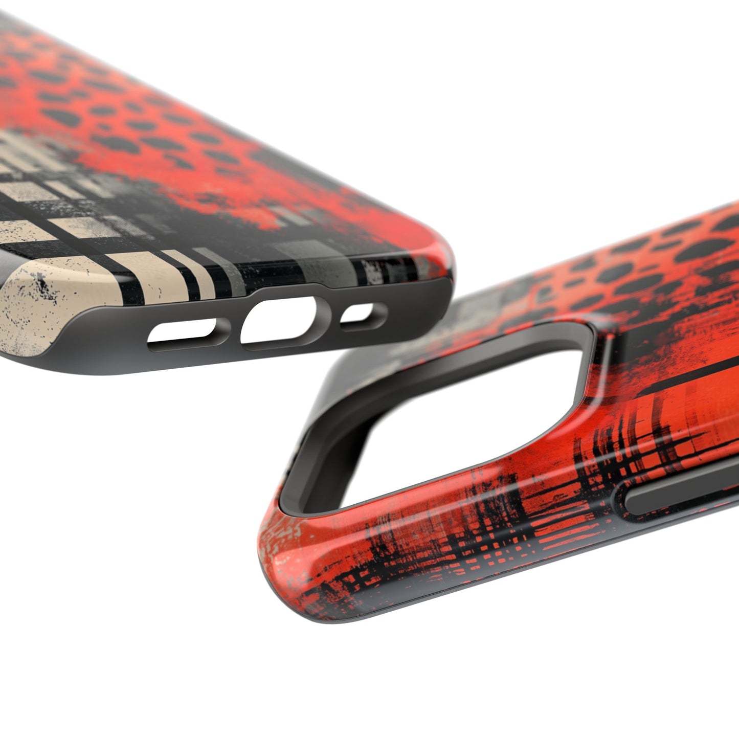 MagSafe iPhone Case: Cheetah Plaid – Red & Black Pattern