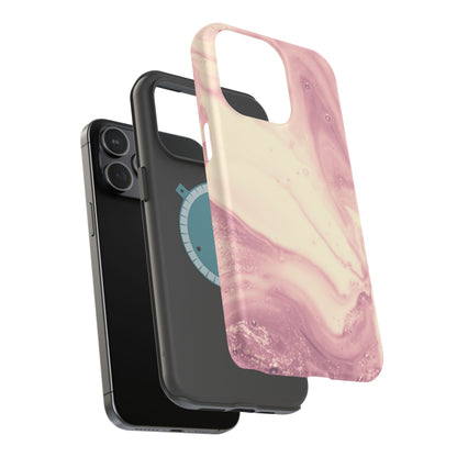 Blush Marble Glow – MagSafe Case with Pink & Rose Gold Marble Design