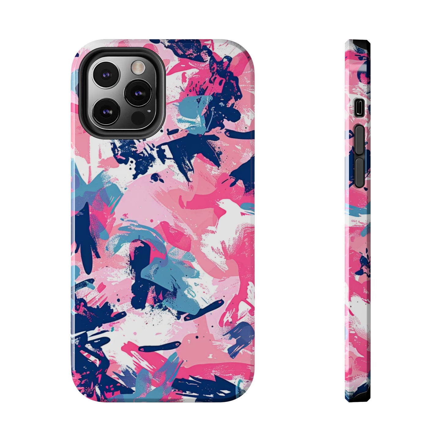 Vibrant Pink & Navy Abstract Splash – iPhone Case