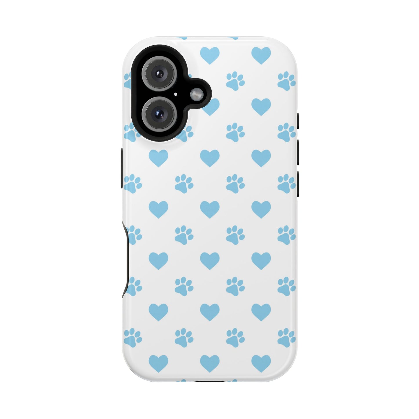 Blue Paw Prints & Hearts – MagSafe iPhone Case with Adorable Pet-Lover Design