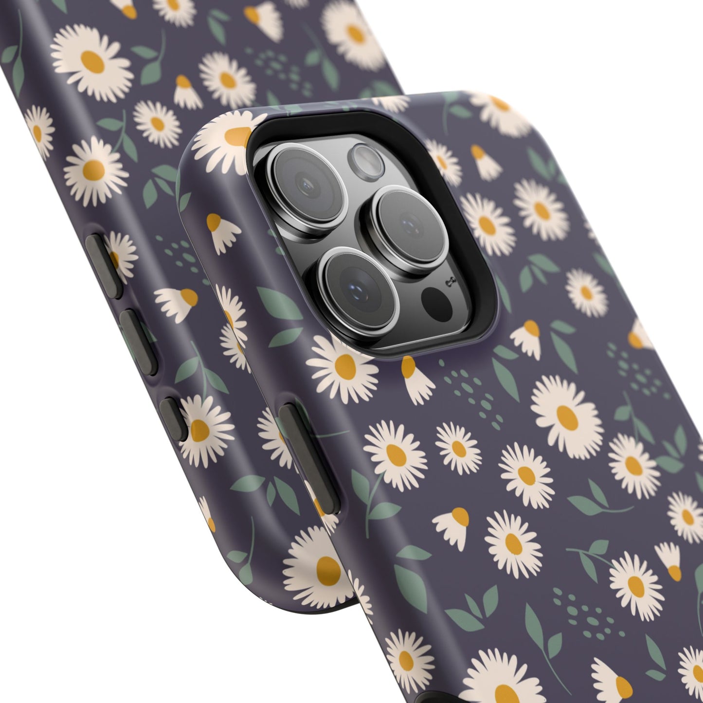 Midnight Daisy MagSafe iPhone Case – Dark Navy Floral Design, Slim and Protective