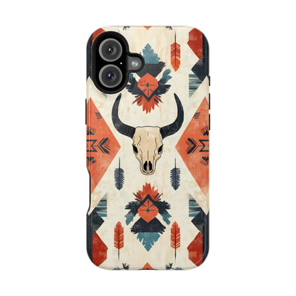 Southwestern Boho Skull Tough MagSafe iPhone Case – Durable Matte Finish, Dual-Layer Protection