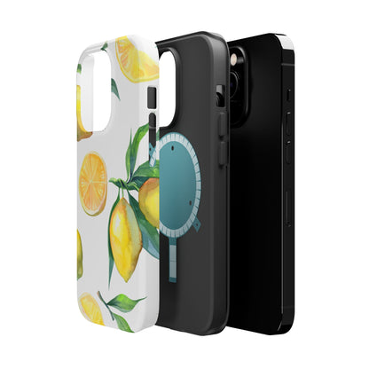 Lemon Grove Watercolor Tough MagSafe iPhone Case – Fresh Citrus Design, Dual-Layer Protection